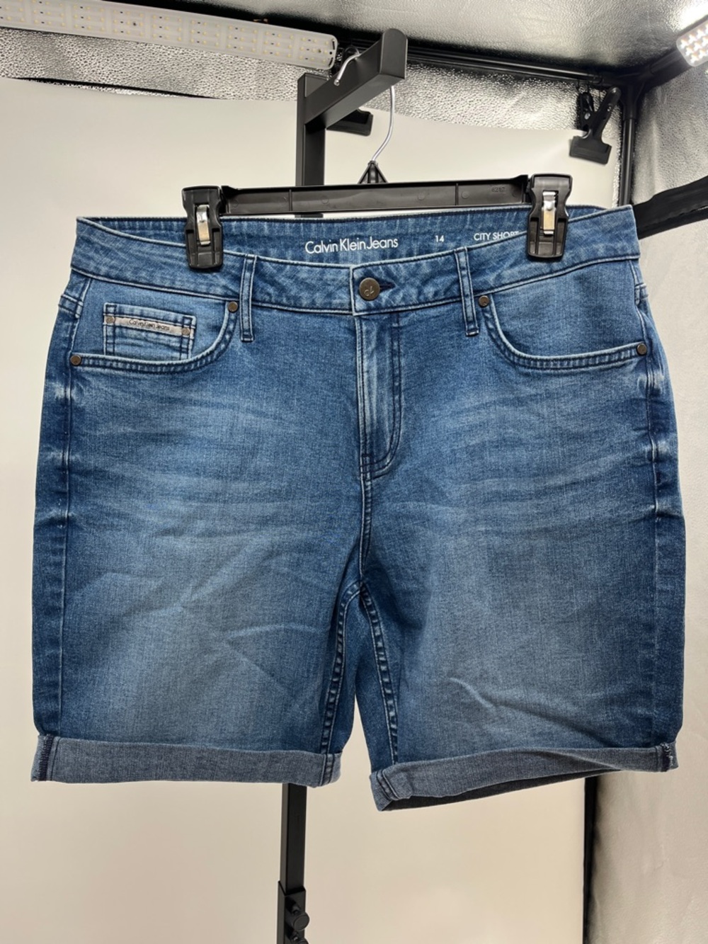 Calvin Klein Jeans Medium Blue Rolled Hem Denim Shorts